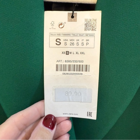 NWT ZARA DOUBLE BREASTED LONG BLAZER
DRESS GREEN SIZE S - Picture 5 of 7